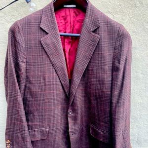 Brunello Cucinelli Brown Red Check Blazer Jacket